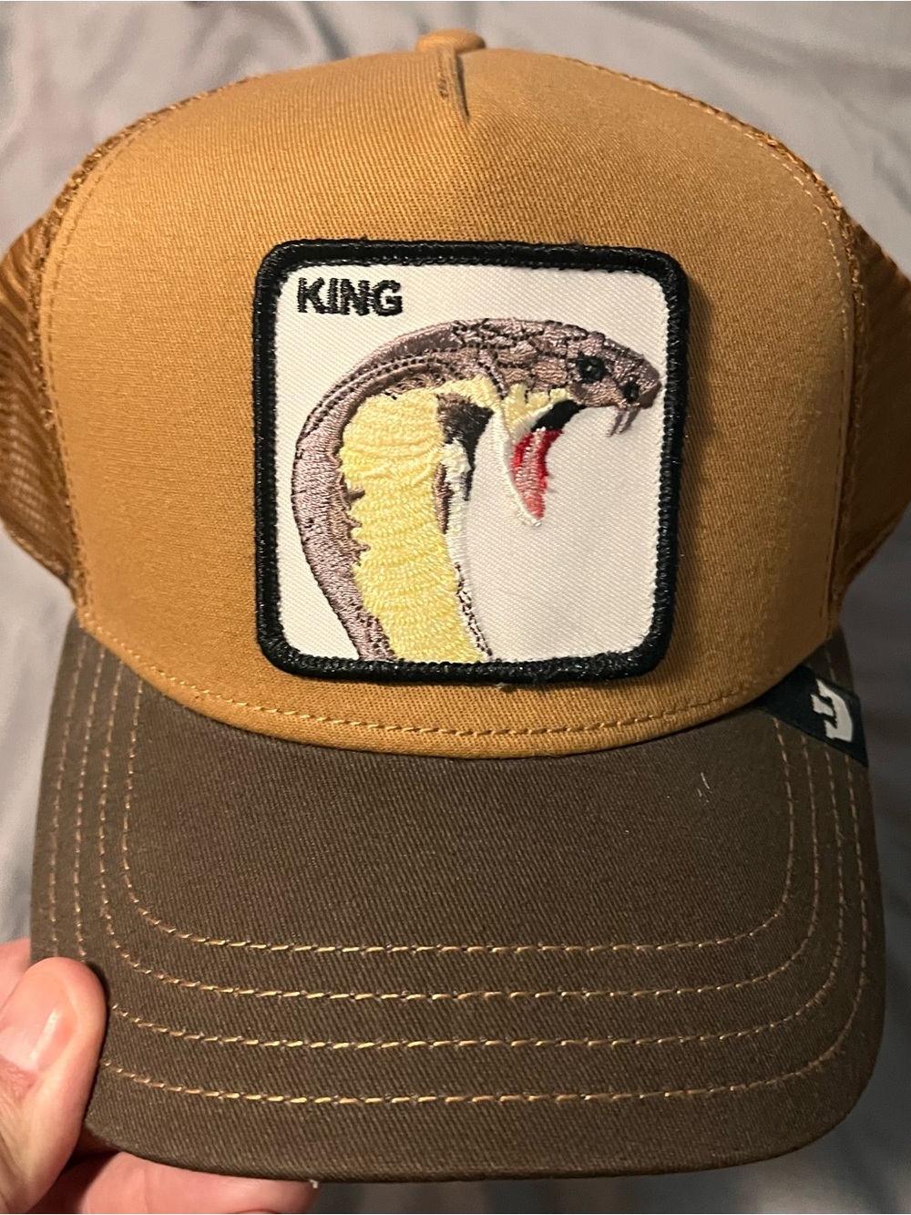 Goorin Bros. Snapback Trucker Hat in Camel Brown KING Cobra